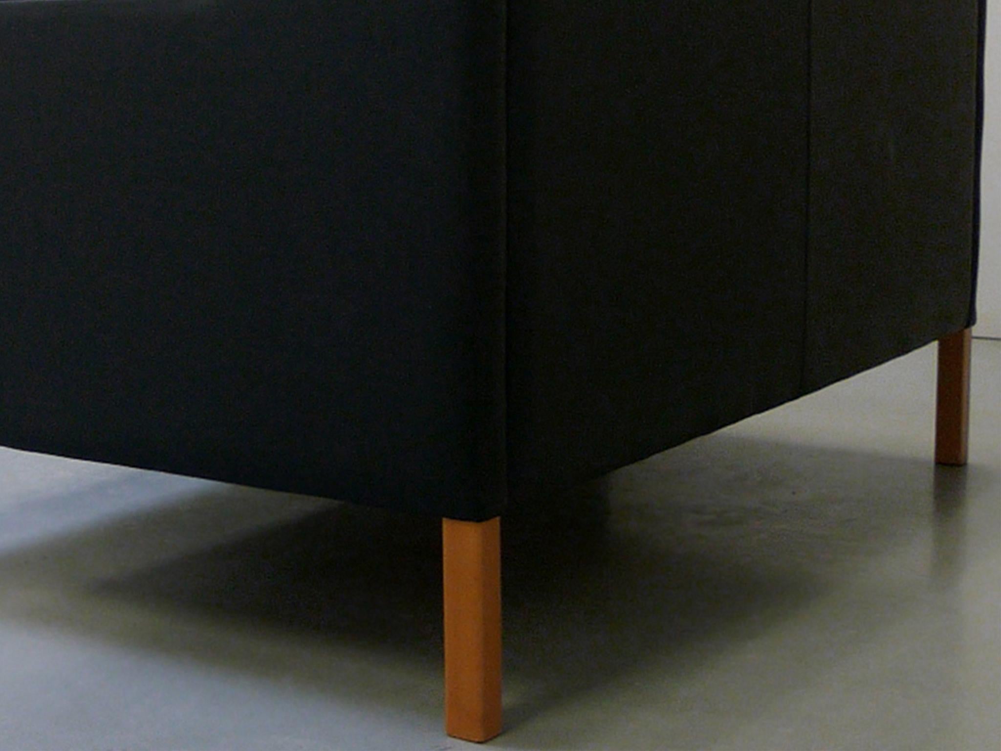 Stouby Black Leather Settee in the Style of Børge Mogensen 4
