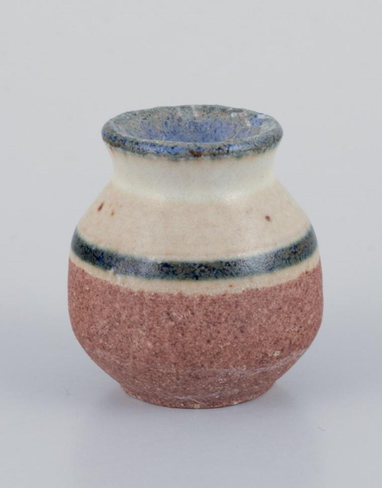 Danish Stouby Keramik, Denmark. Collection of nine miniature ceramic vases. For Sale