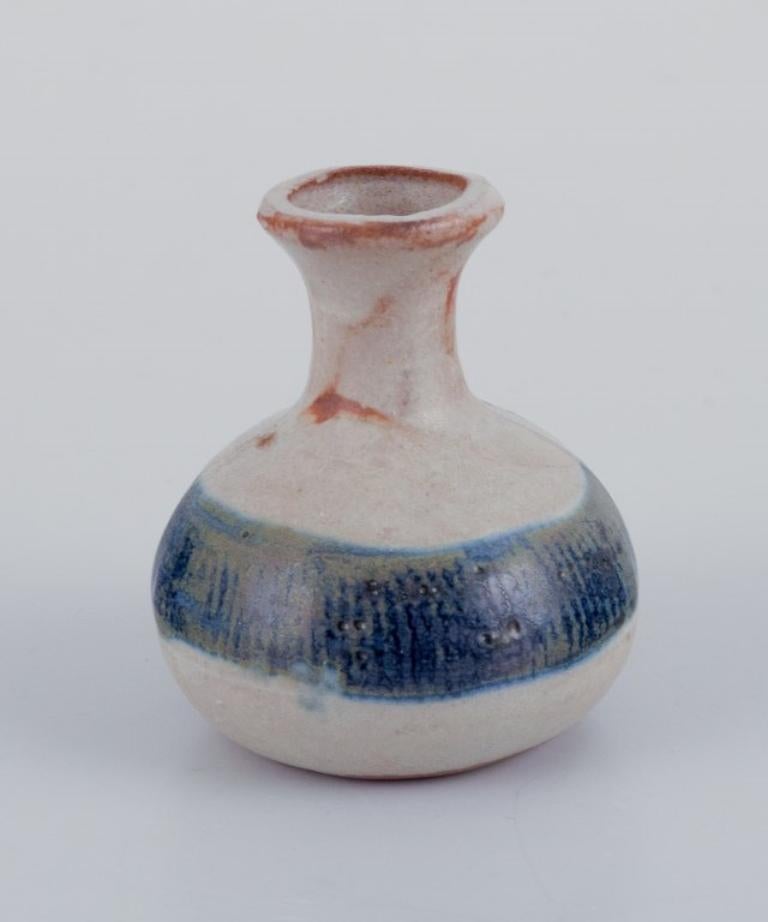 Glazed Stouby Keramik, Denmark. Collection of nine miniature ceramic vases. For Sale