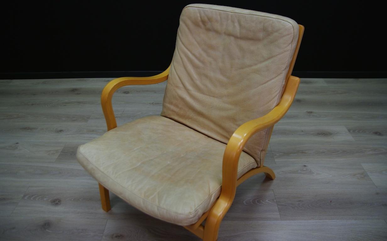 Scandinavian Stouby Leather Armchair Vintage Danish Design For Sale