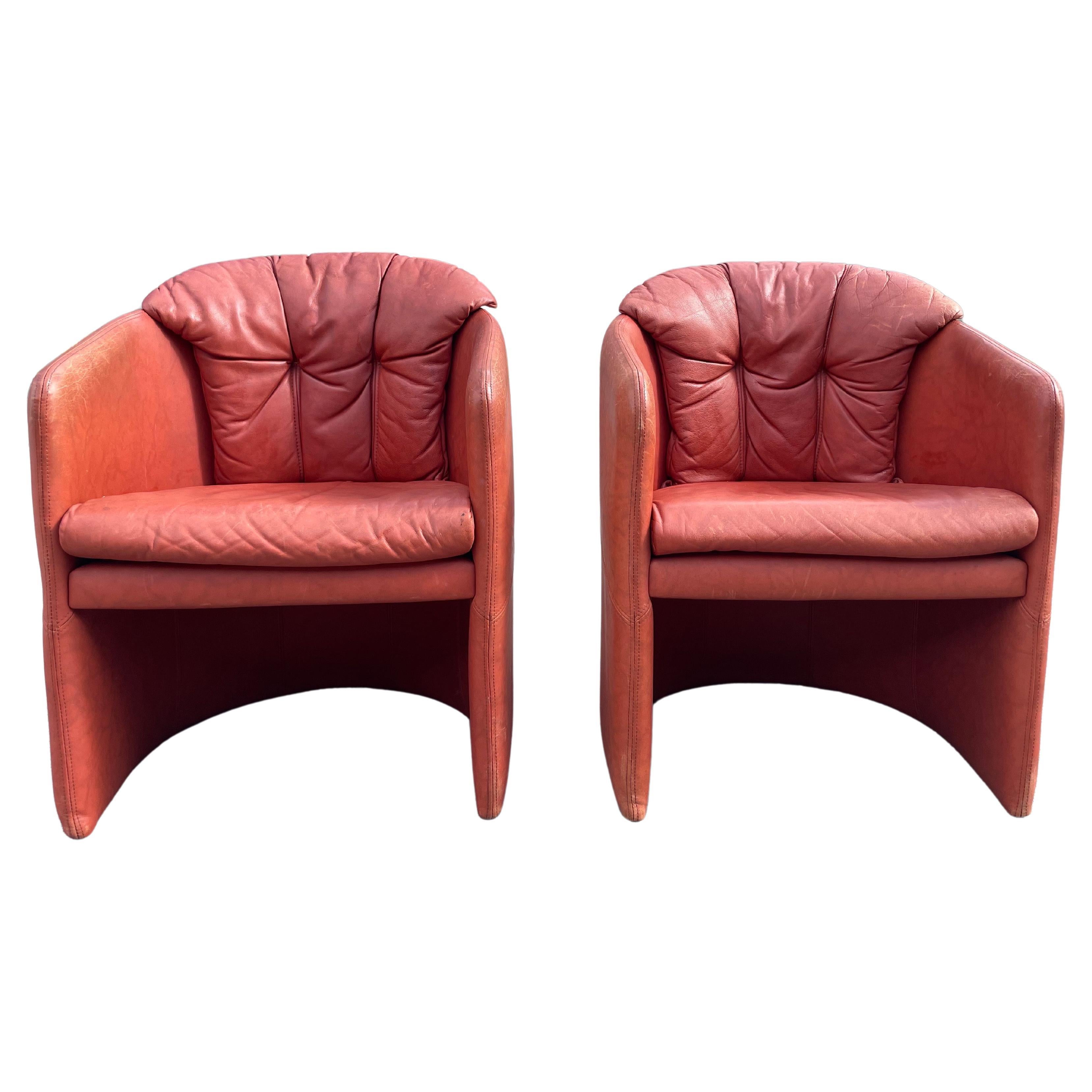A pair of Danish 1980´s Leather Upholstered Club Chairs from Stouby For Sale