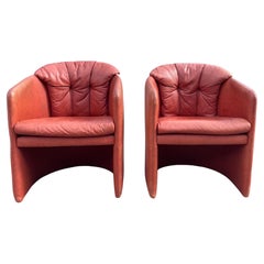 A pair of Danish 1980´s Leather Upholstered Club Chairs from Stouby