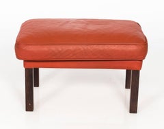 Stouby Leather Wing Chair and Ottoman, Denmark, circa 1970s
