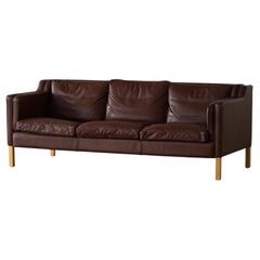 Stouby Møbelfabrik, Mid Century 3-Seater Sofa in Brown Leather, Made in 1970s