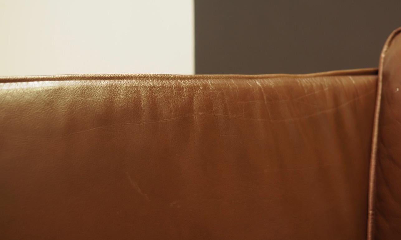 Stouby Sofa Vintage 1960s Brown Leather Retro For Sale 2
