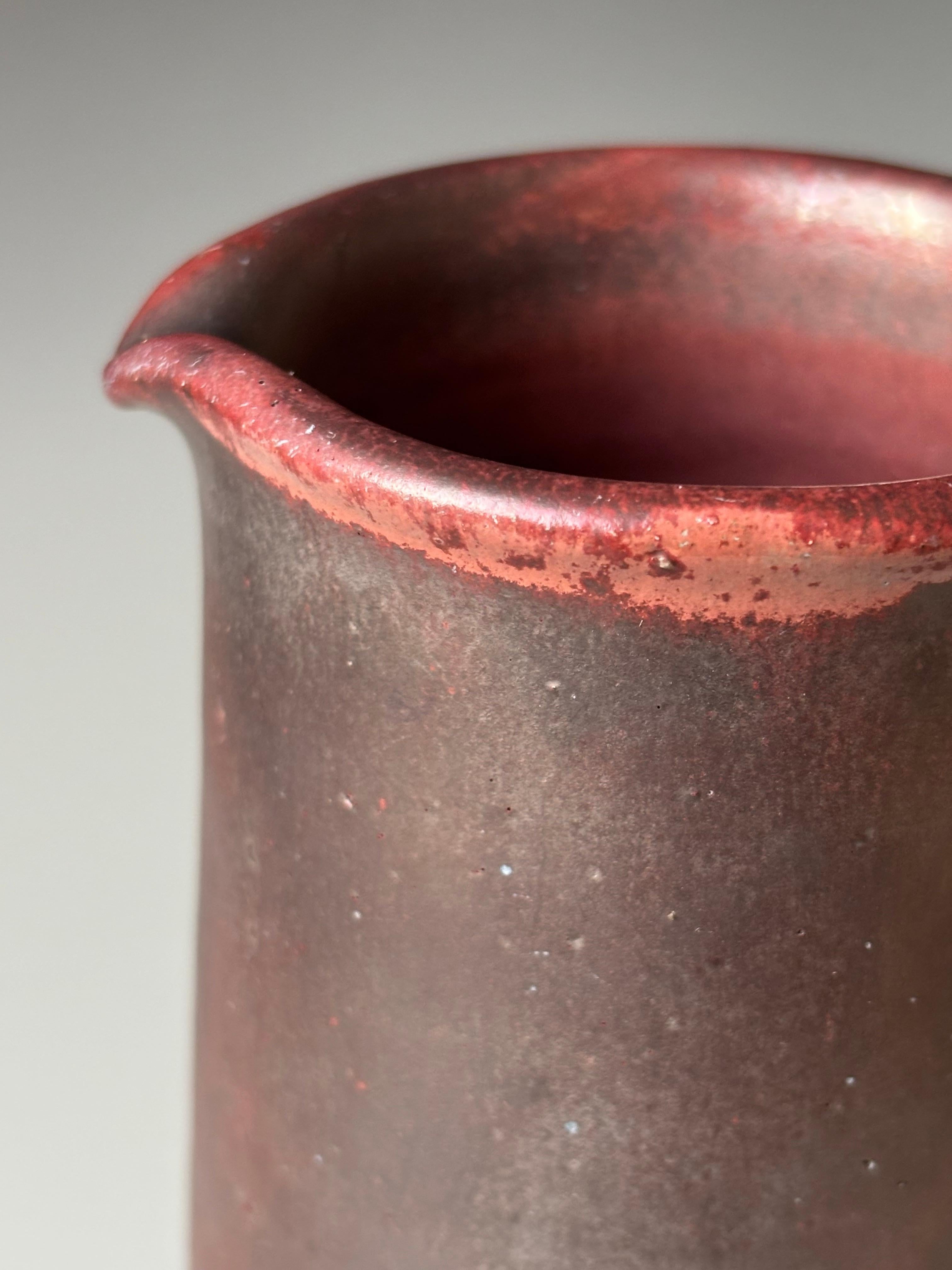 Stougaard Danish Modern Stoneware Brown, Red Pitcher Vase, 1960s In Good Condition For Sale In Copenhagen, DK