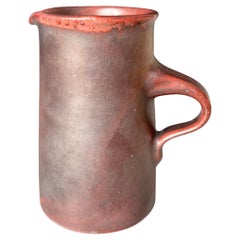 Stougaard Danish Modern Stoneware Brown, Red Pitcher Vase, 1960s