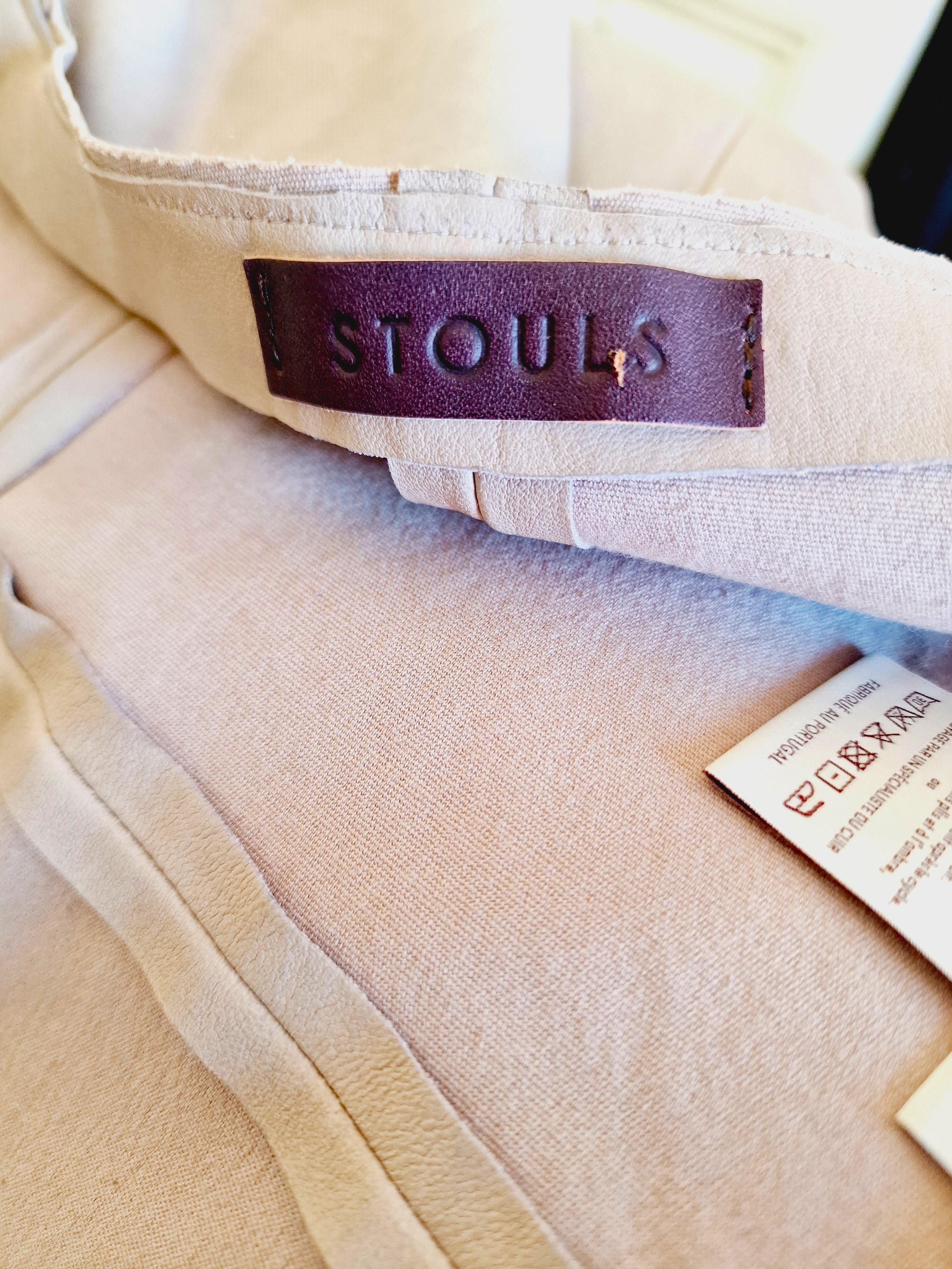 Stouls 100% Lamb Leather Beige Gray Zipper Small Paris Luxury Brand Dress For Sale 6