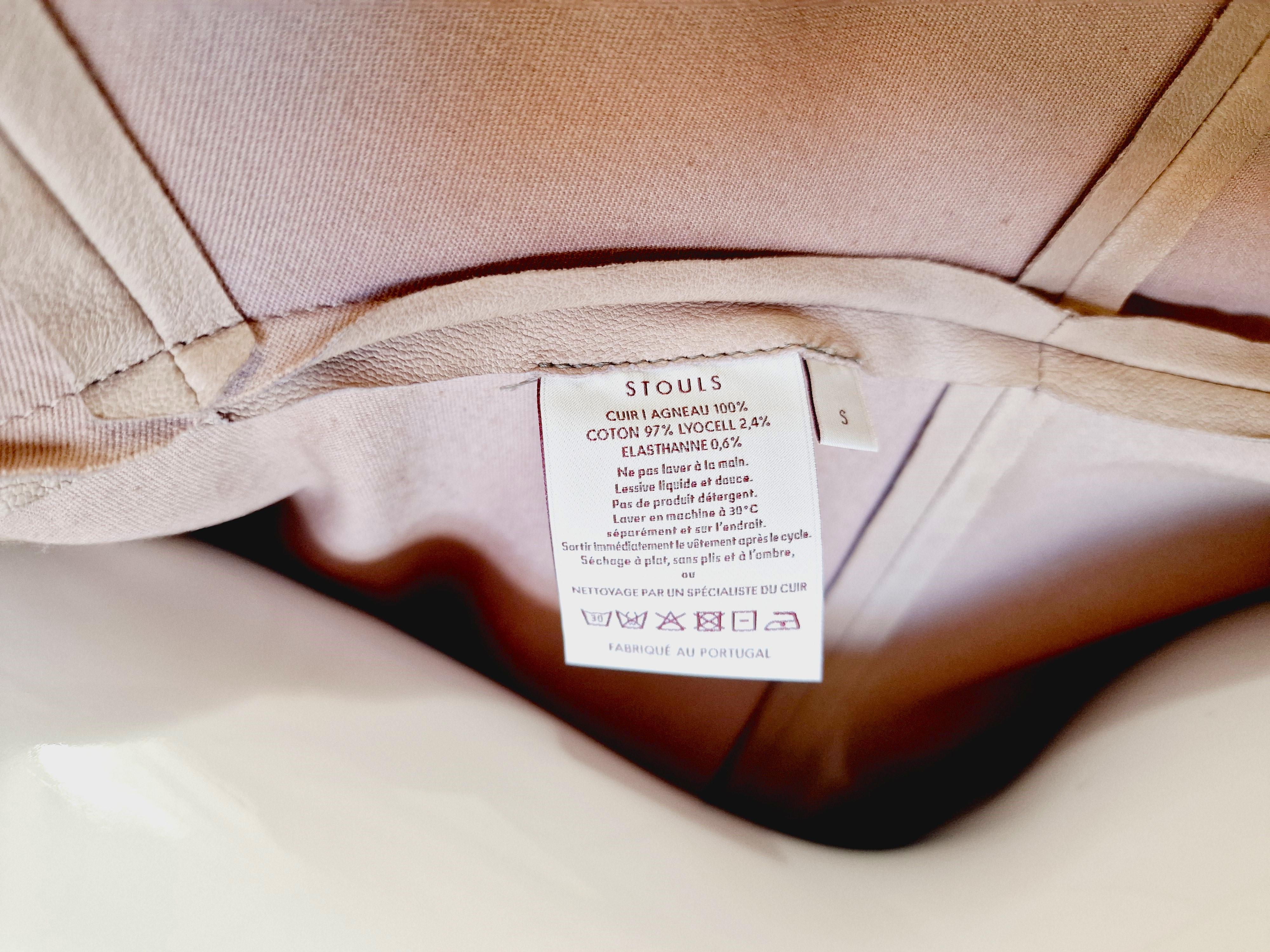 Stouls 100% Lamb Leather Beige Gray Zipper Small Paris Luxury Brand Dress For Sale 4