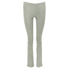 STOULS 100% lamb leather musky green stretch leather legging pants XXS