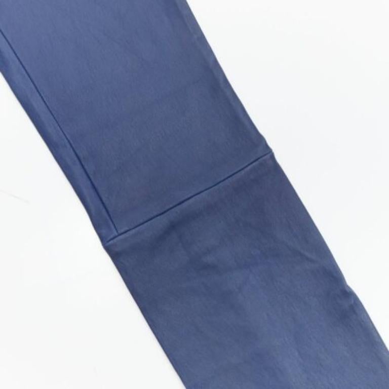 Purple STOULS navy genuine cowhide leather tight legging pants XXS For Sale