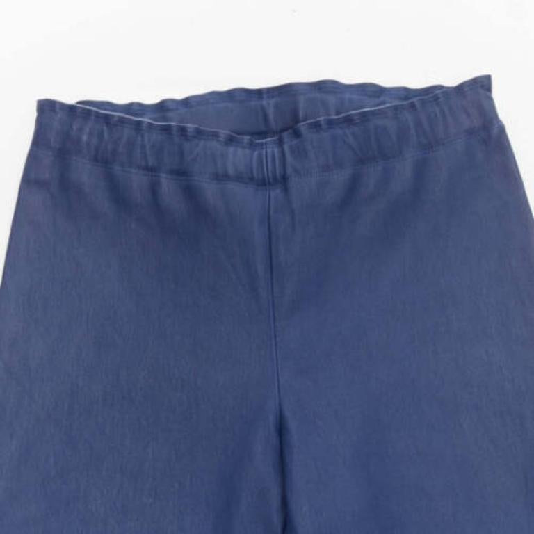 STOULS navy genuine cowhide leather tight legging pants XXS In Good Condition For Sale In Hong Kong, NT
