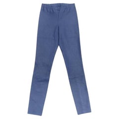 STOULS pantalon legging moulant en cuir de vachette véritable marine XXS