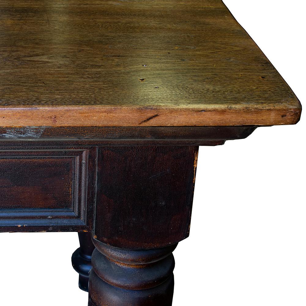 Rustic Stout Legged Farm Table For Sale