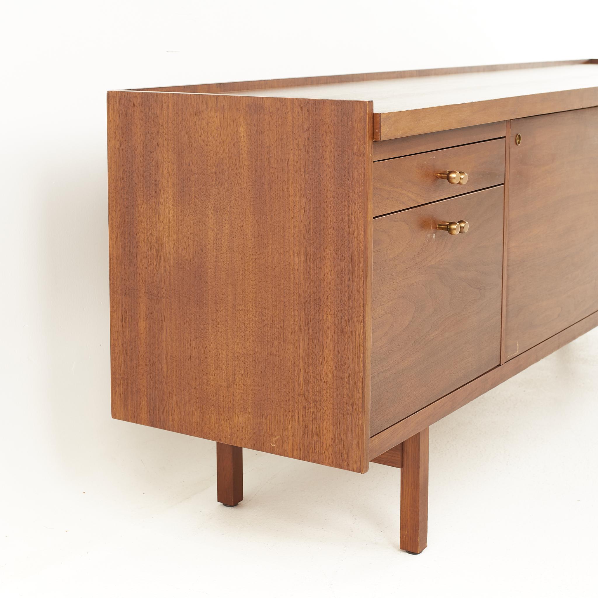 Stow and Davis Mid-Century Walnut and Brass Sideboard Credenza 1