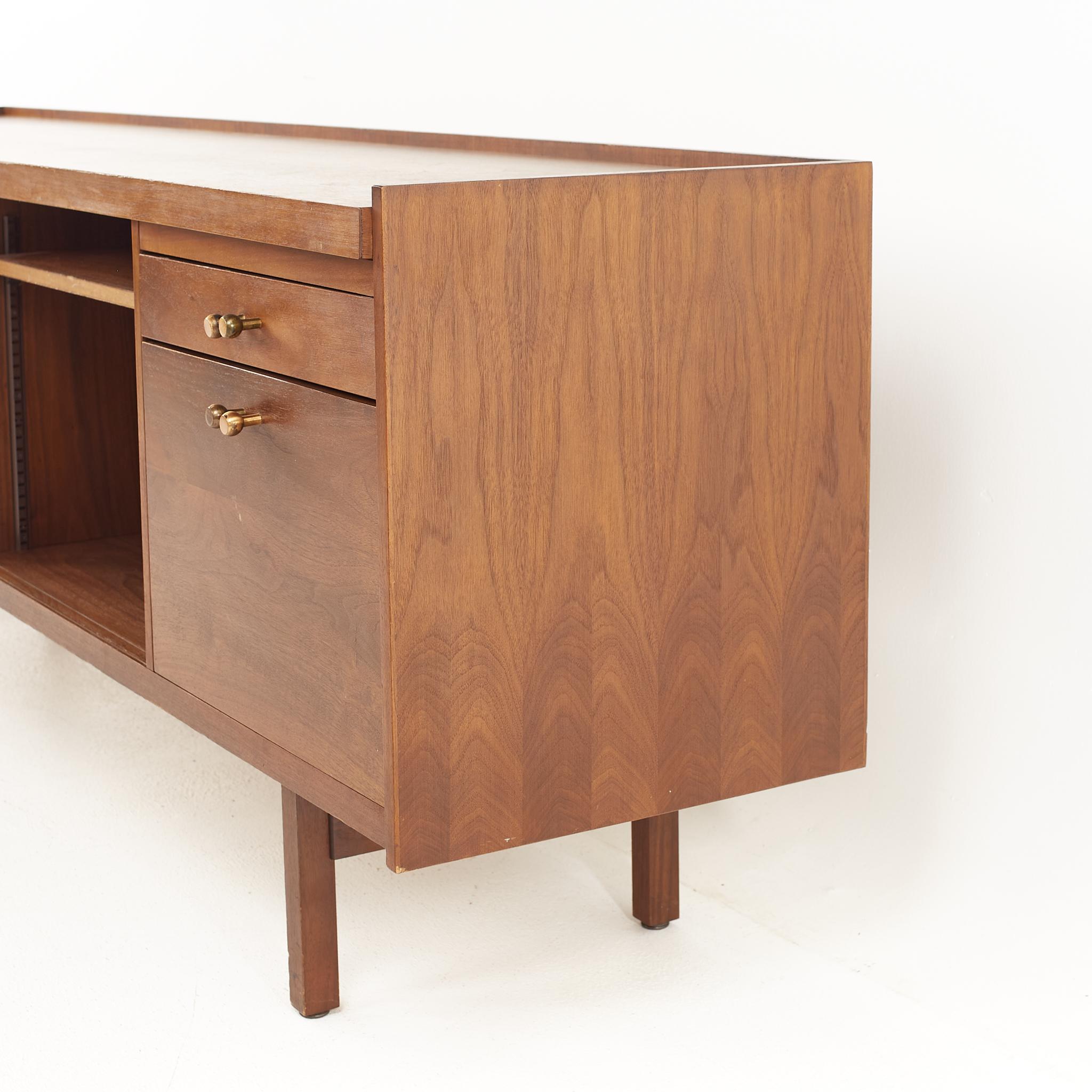 Stow and Davis Mid-Century Walnut and Brass Sideboard Credenza 2
