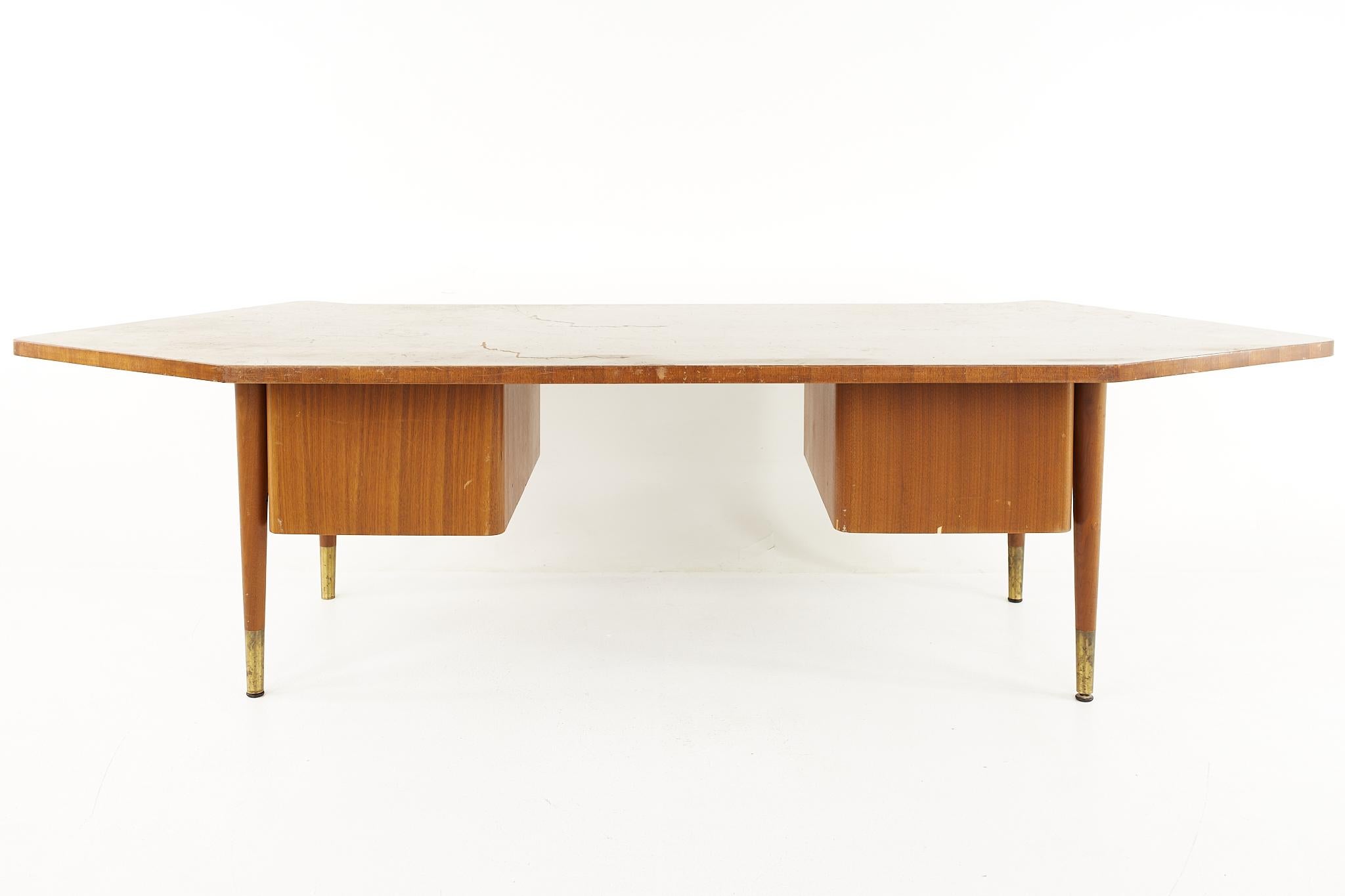 Stow Davis Mid Century Boomerang Walnut Executive Desk 2