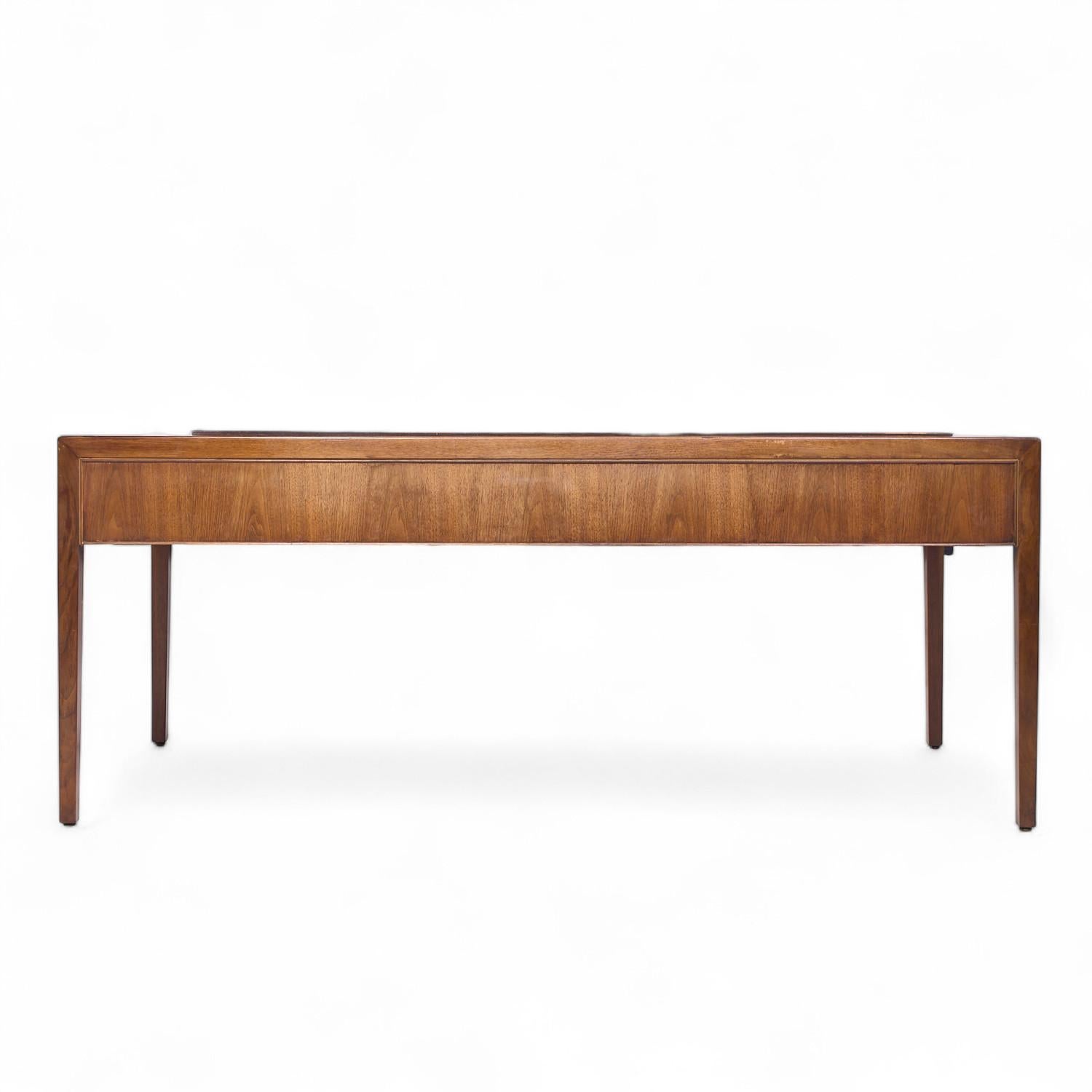 20th Century Stow Davis Mid Century Burlwood and Walnut Executive Desk For Sale