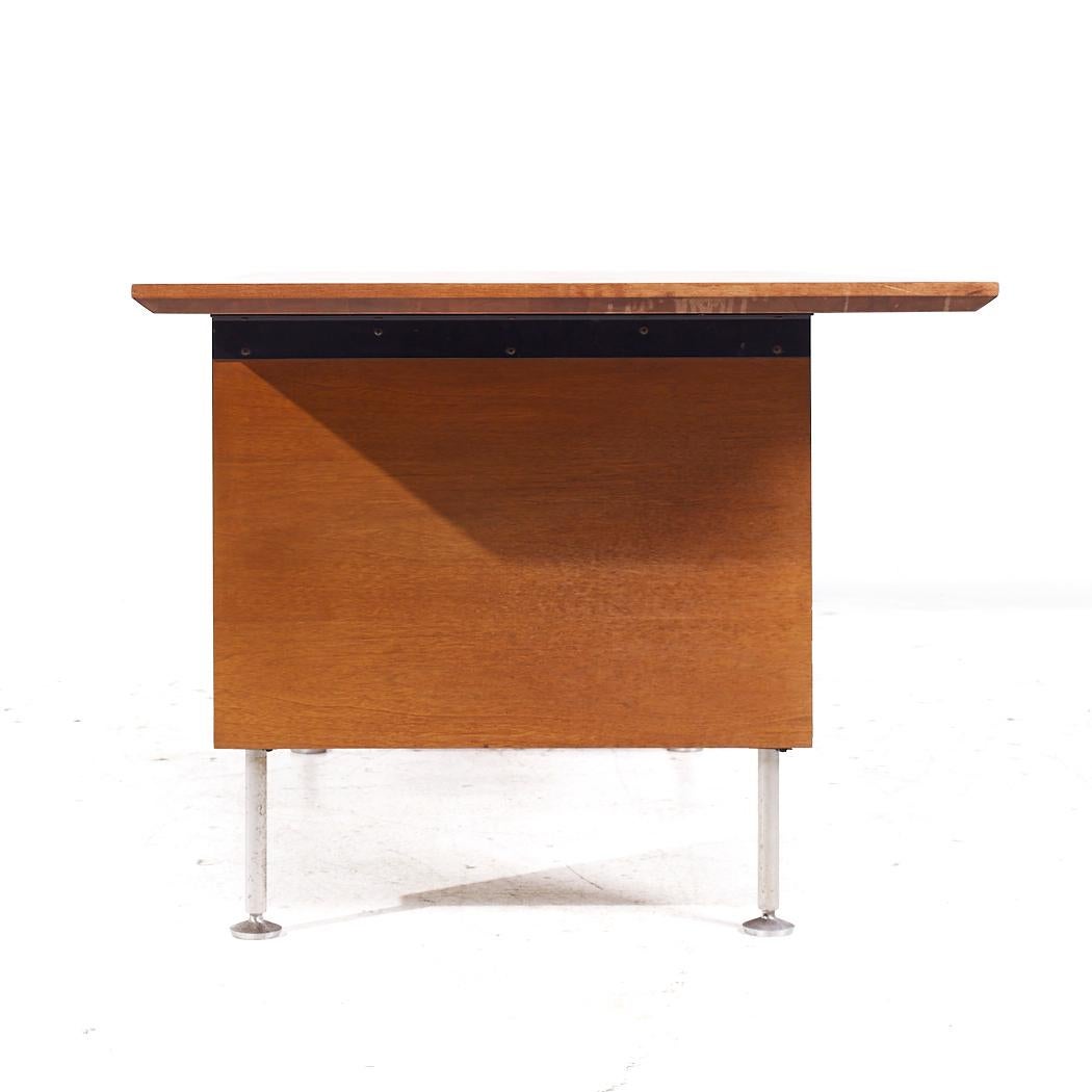 American Stow Davis Mid Century Walnut and Brass Desk For Sale