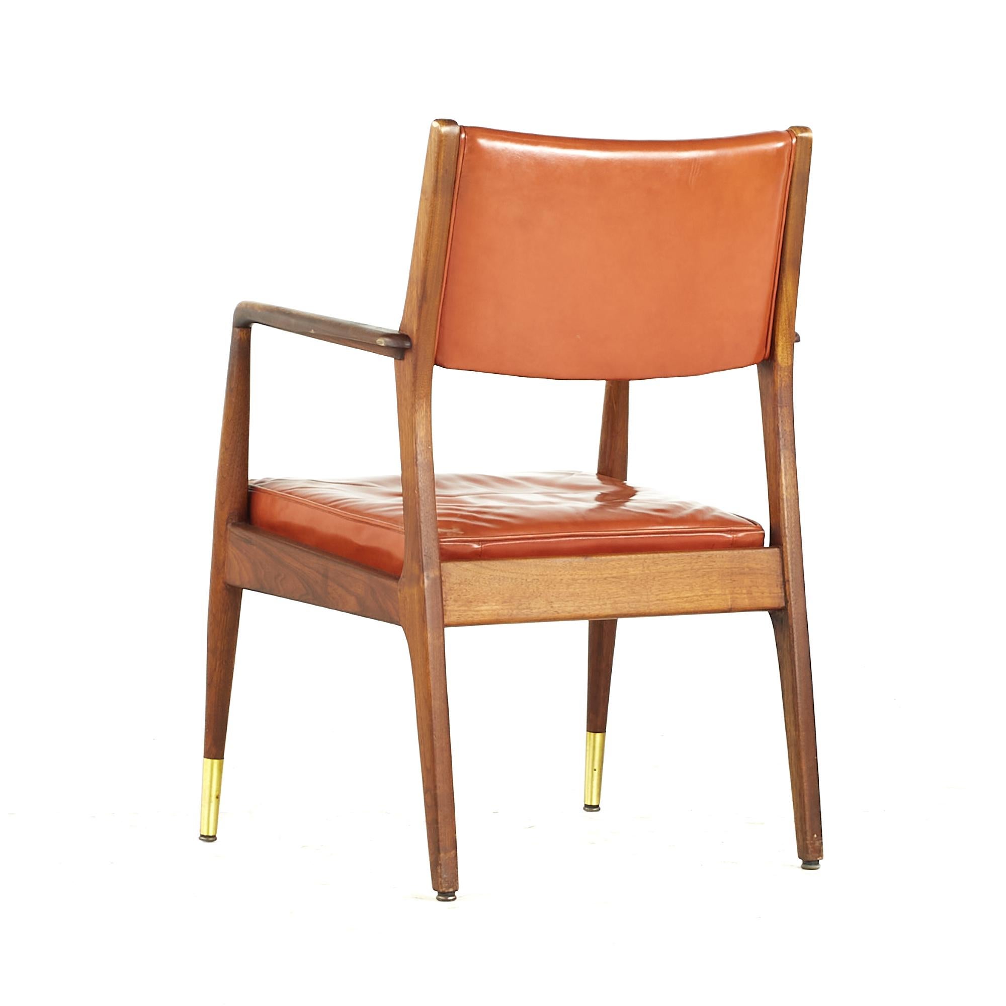 Late 20th Century Stow Davis Midcentury Walnut and Brass Lounge Chair For Sale