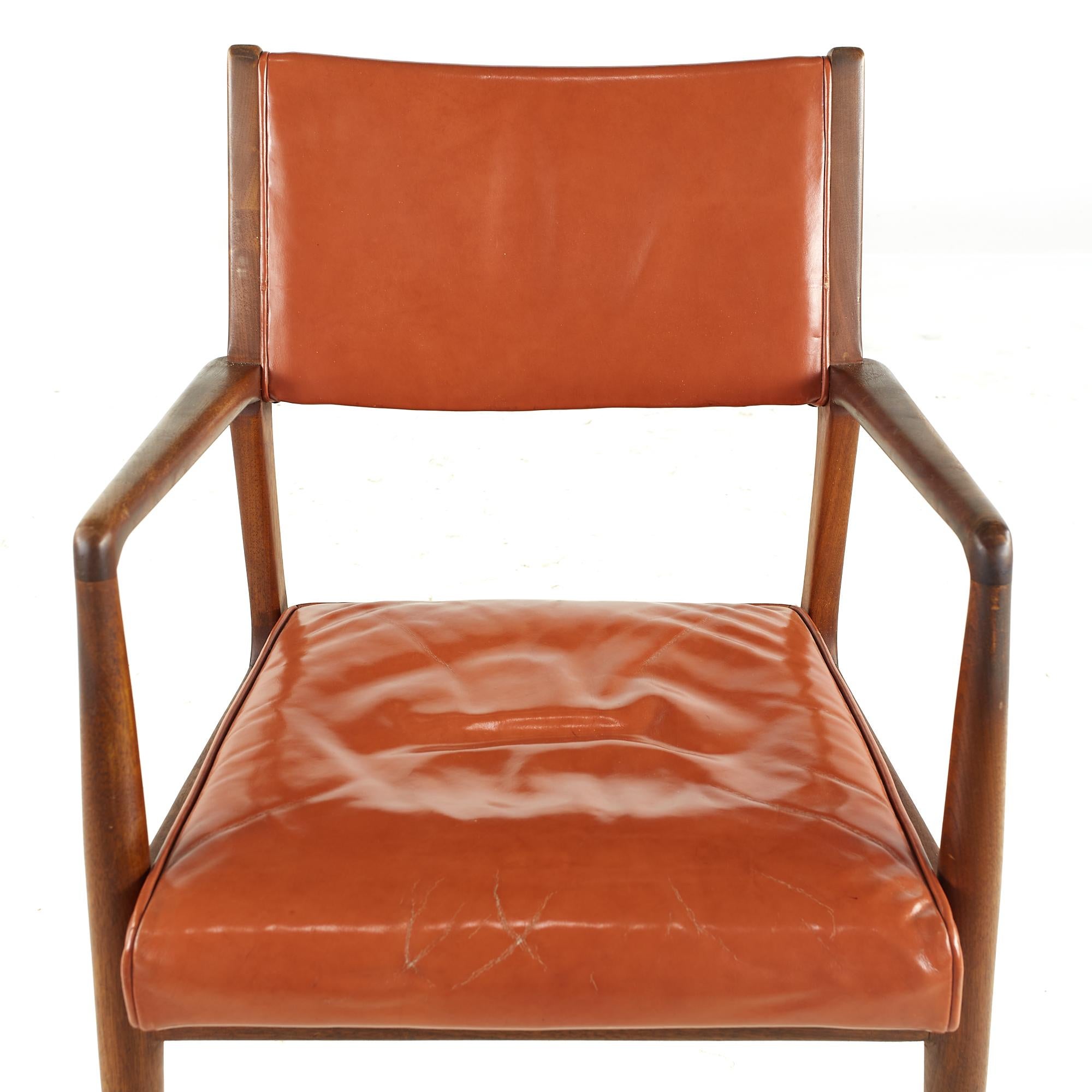 Stow Davis Midcentury Walnut and Brass Lounge Chair For Sale 3