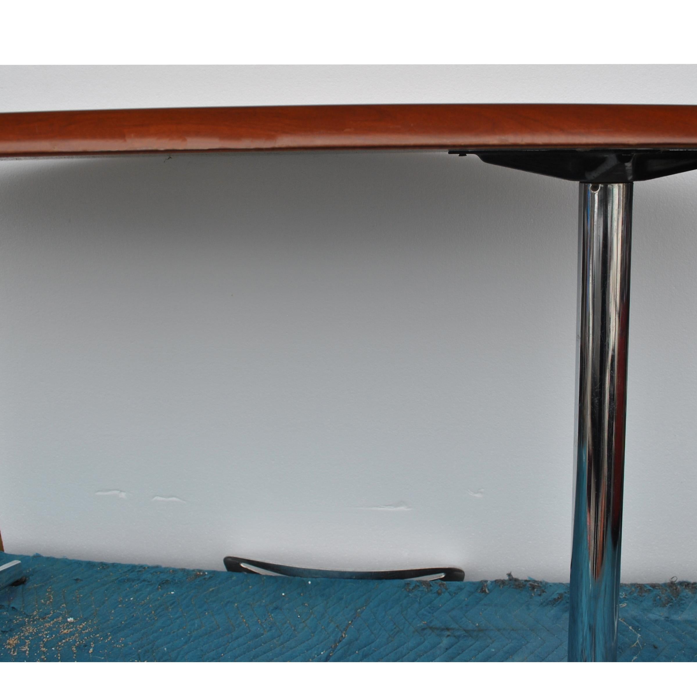 Chrome Stow Davis Oval Walnut Table Desk For Sale