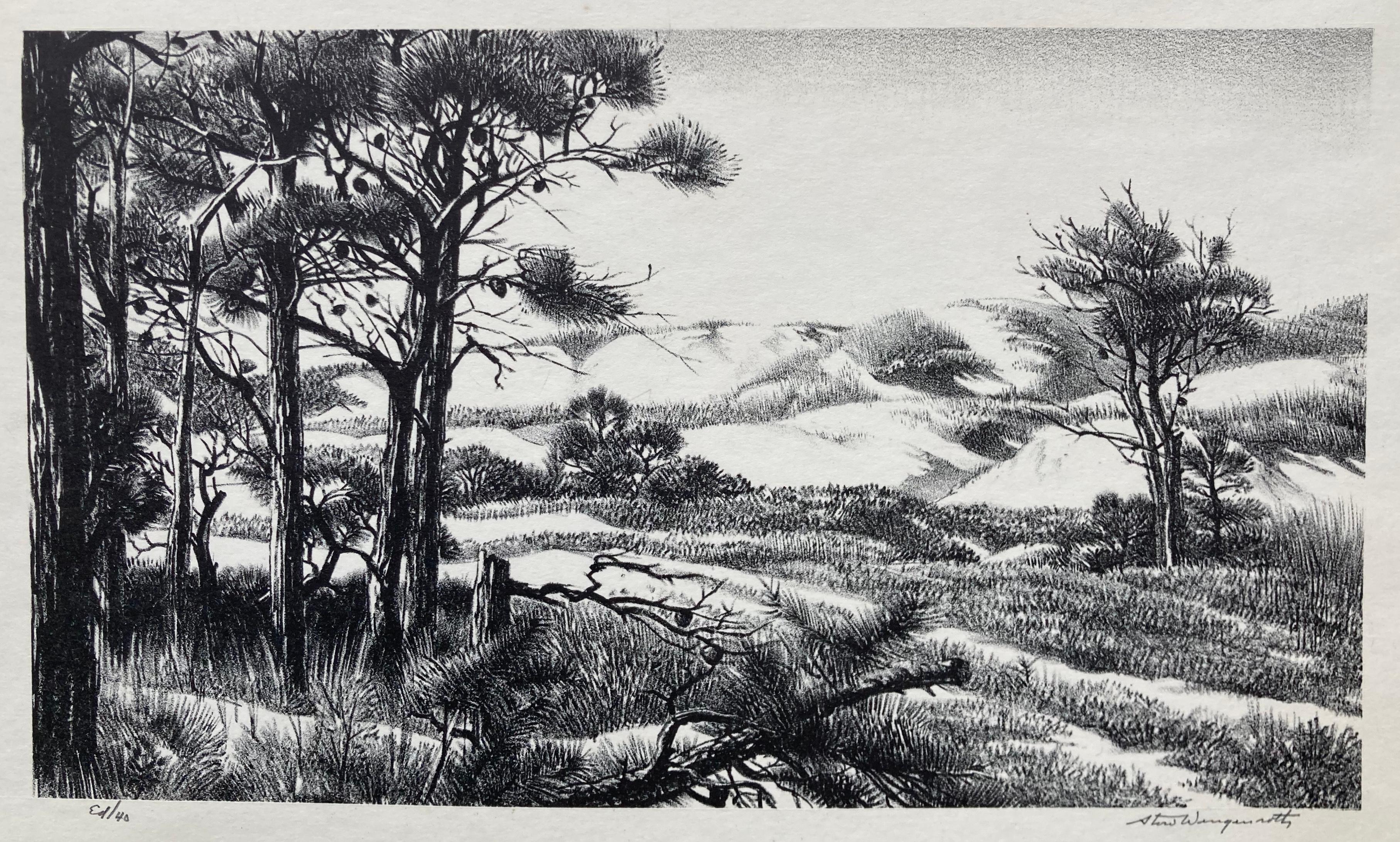 Stow Wengenroth Landscape Print - DUNE ROAD OGUNQUIT, MAINE 