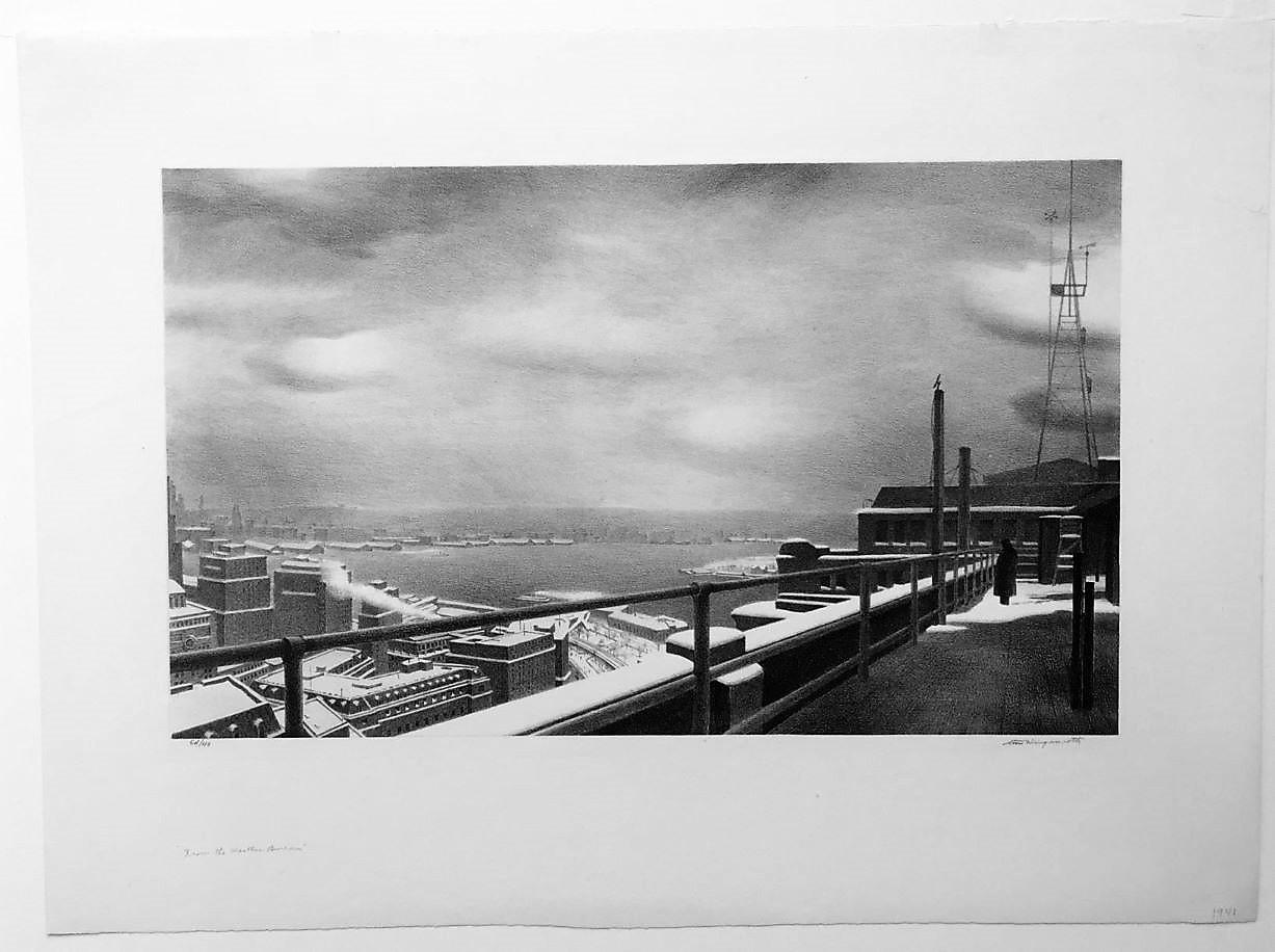 From the Weather Bureau. New York, New York. - Gray Landscape Print by Stow Wengenroth
