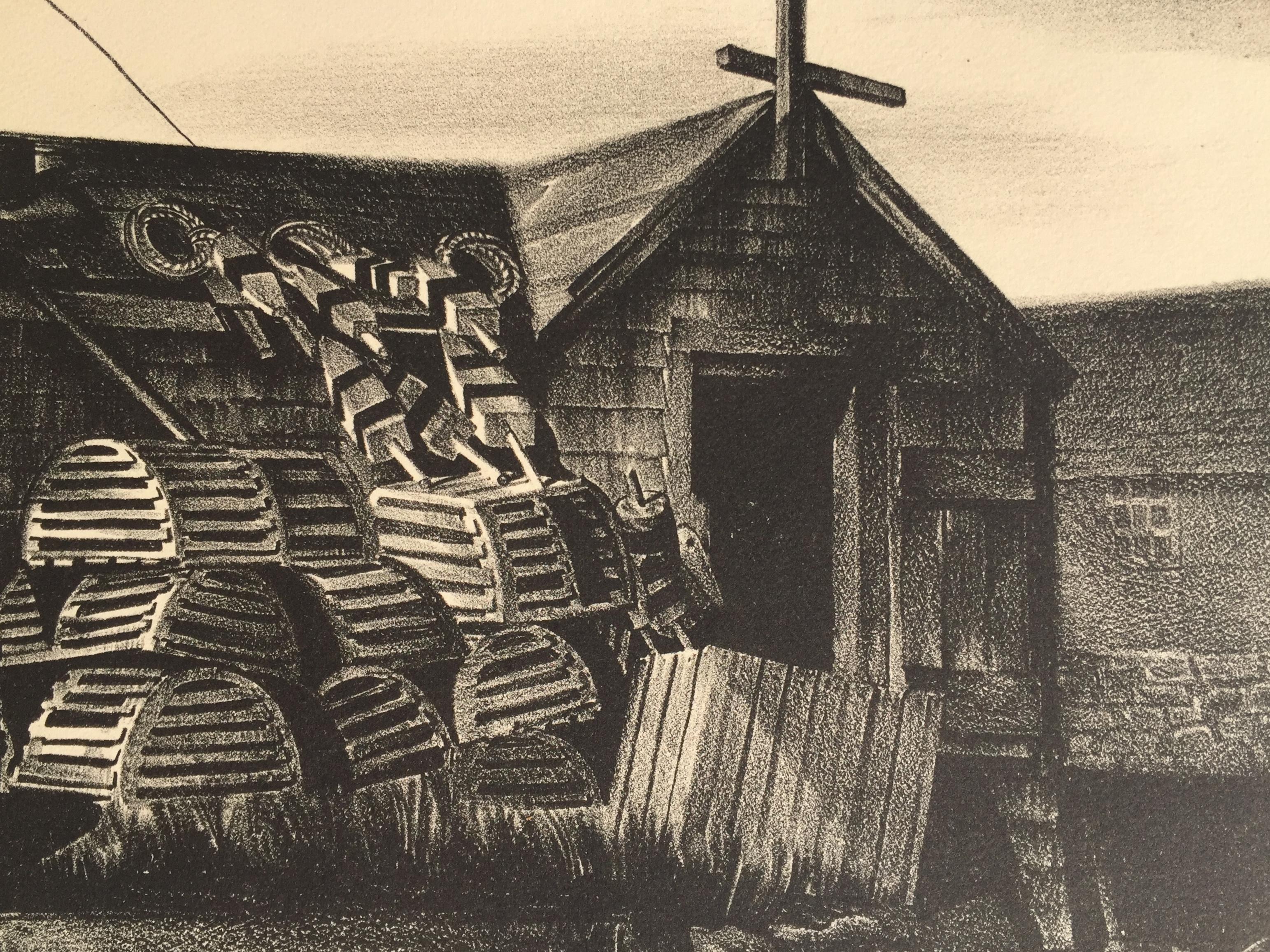 STOW WENGENROTH ( 1906-1978)

LOBSTERMAN'S HOUSE, 1934, (S. 41)
Lithograph, Signed and numbered 21 in pencil, (the edition). Very nice early Wengenroth in very good condition. Full margins, deckle edge. Image 9 x 12 inches, sheet 11 3/8 x 16 inches.