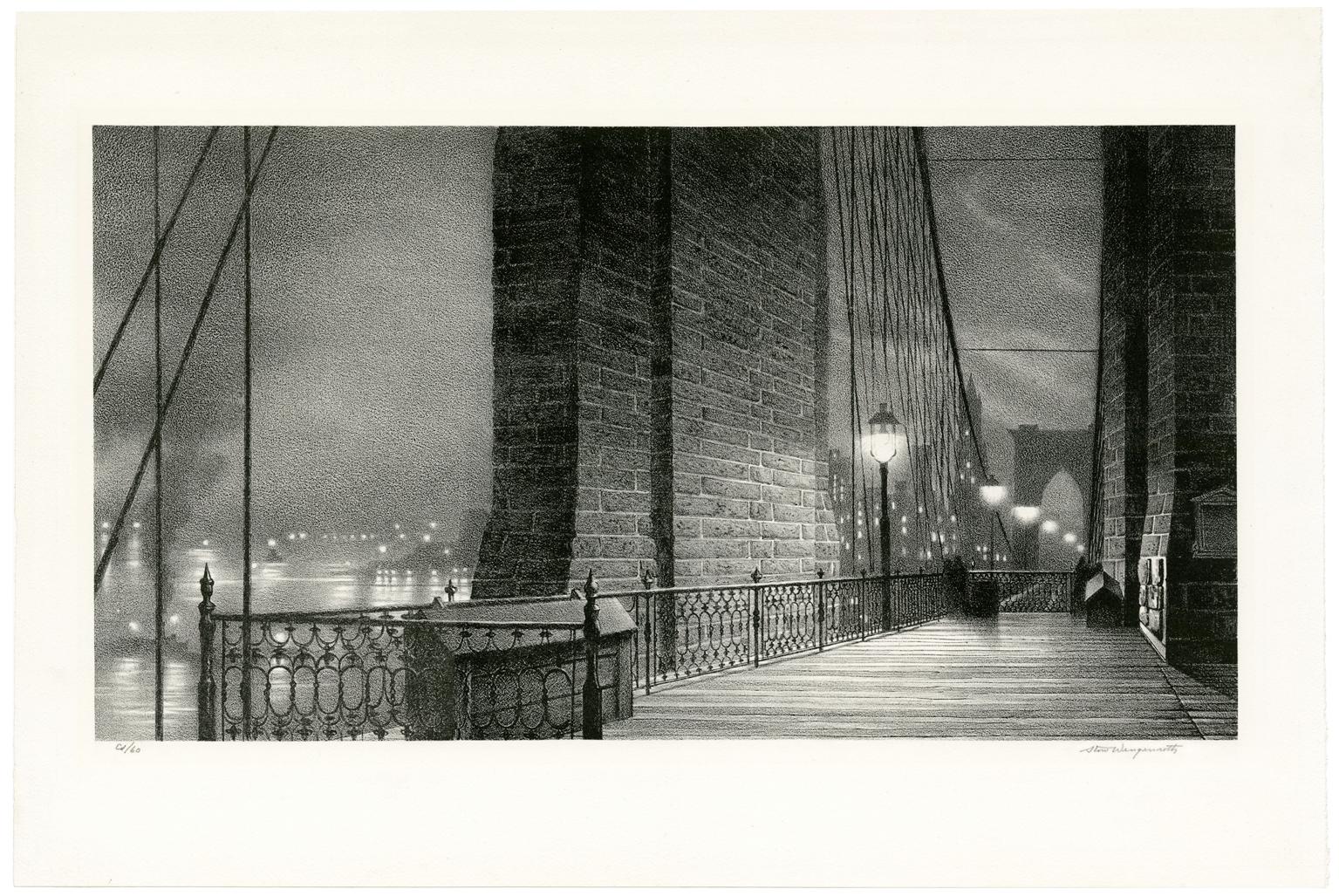 Manhattan Gateway (Brooklyn Bridge, Night) - Print by Stow Wengenroth