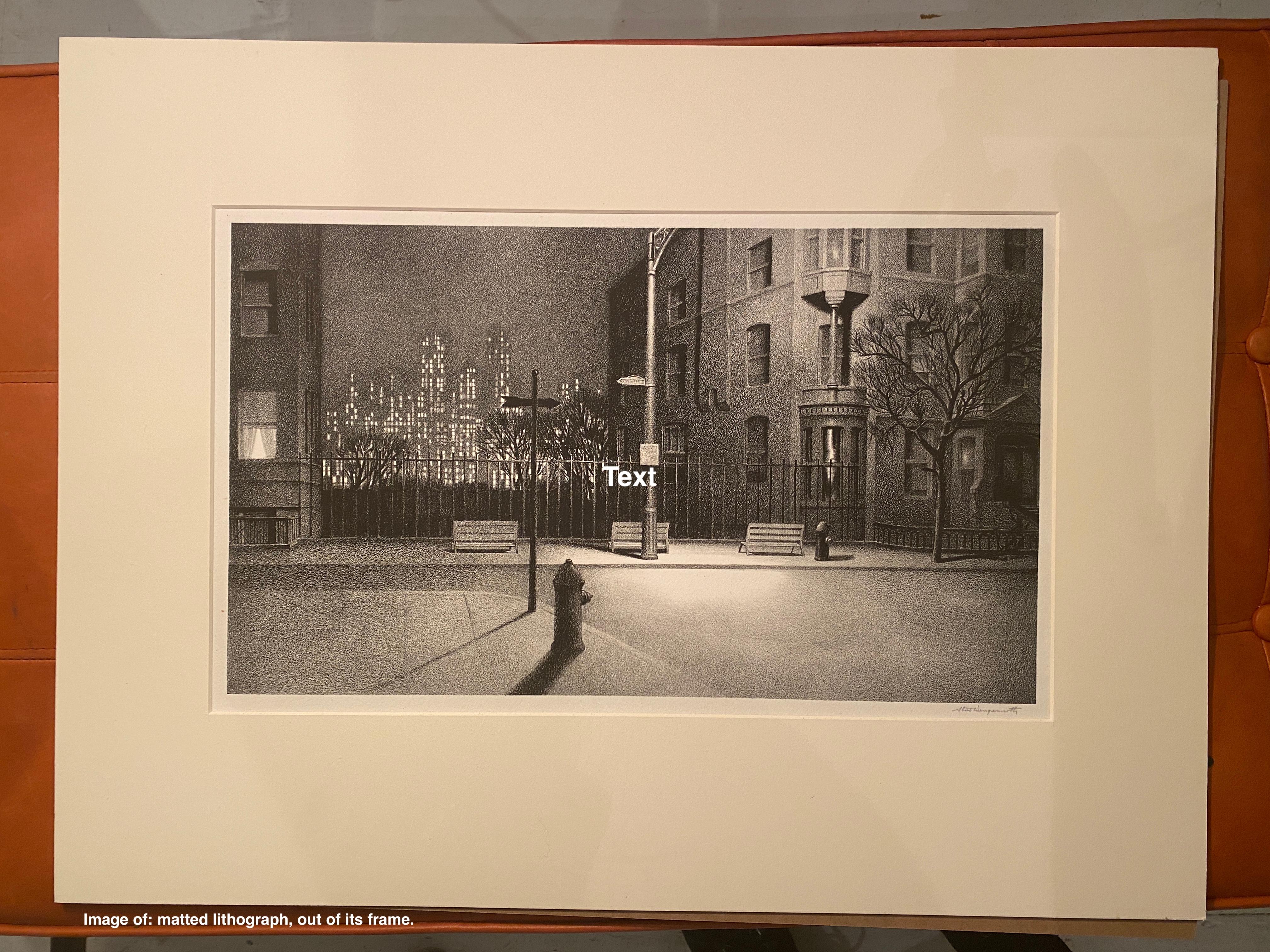 New York Nocturne - Gray Landscape Print by Stow Wengenroth