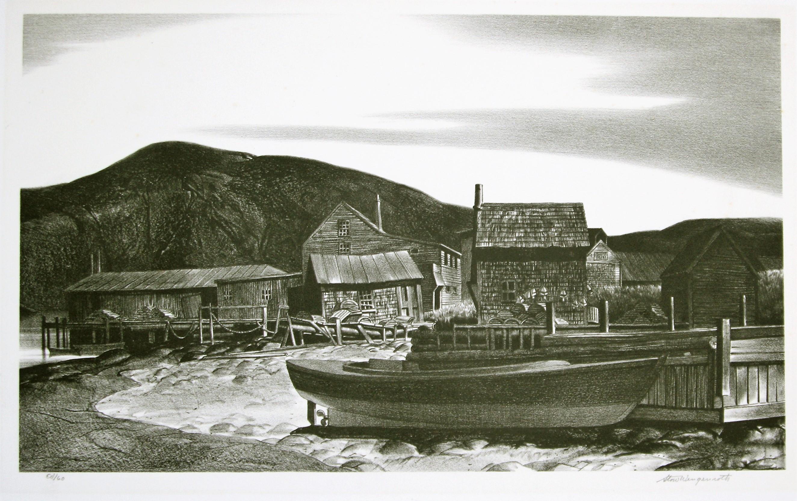 North Village, Port Clyde, Maine. - American Modern Print by Stow Wengenroth