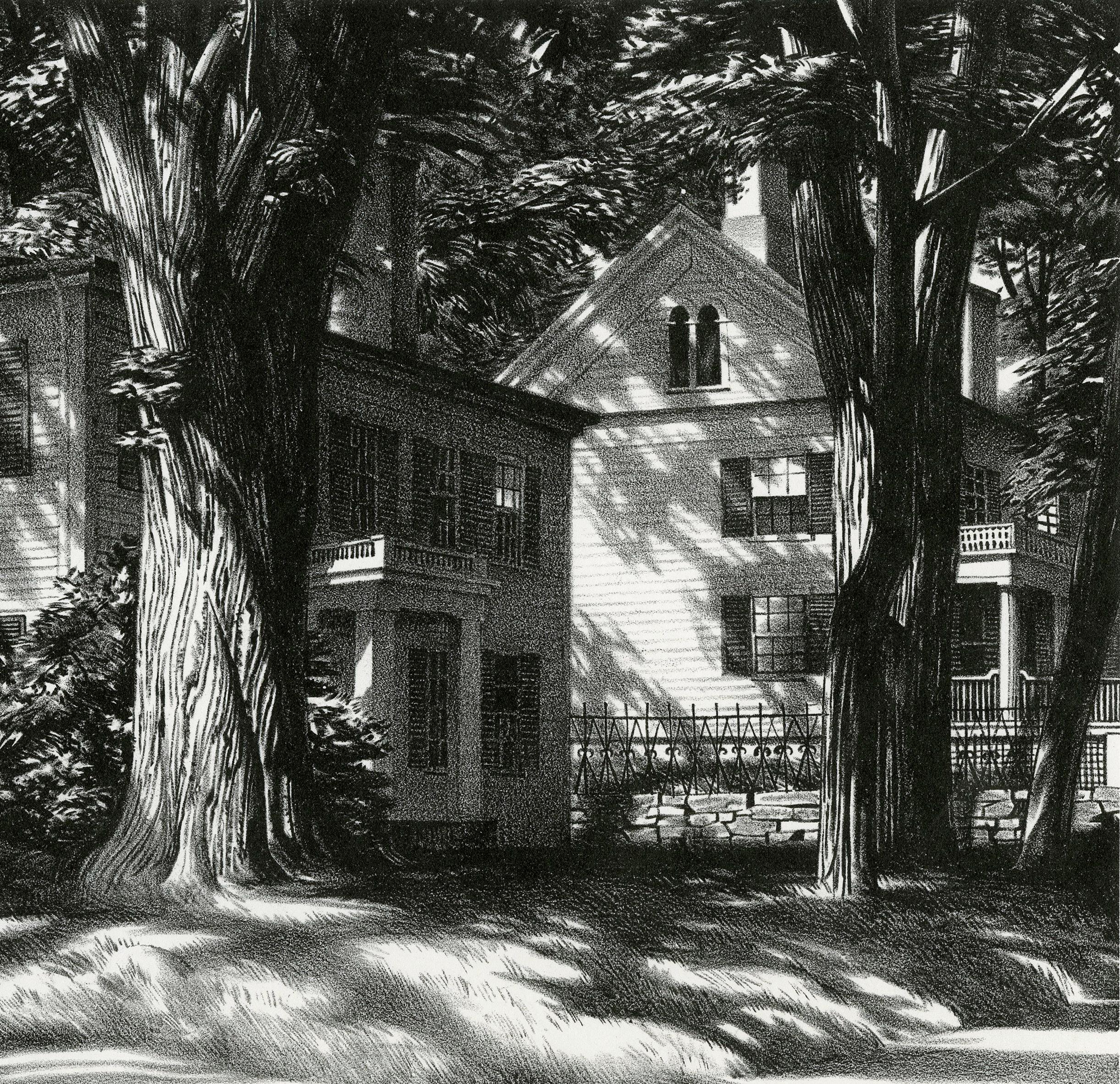 Ombres d'été, Wiscasset, Maine - Noir Landscape Print par Stow Wengenroth
