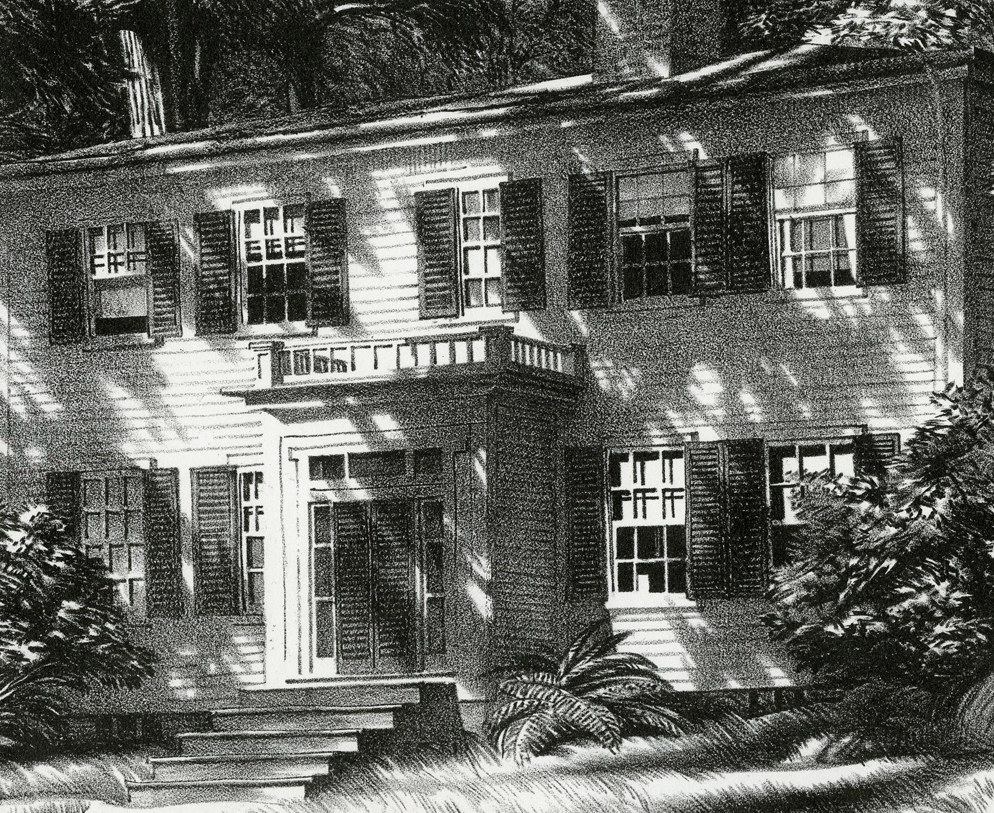Ombres d'été, Wiscasset, Maine
Lithographie, 1947
Signé au crayon en bas à droite (voir photo)
