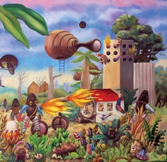Alien invasion Stéphane Fauchille Contemporary art painting colour humour