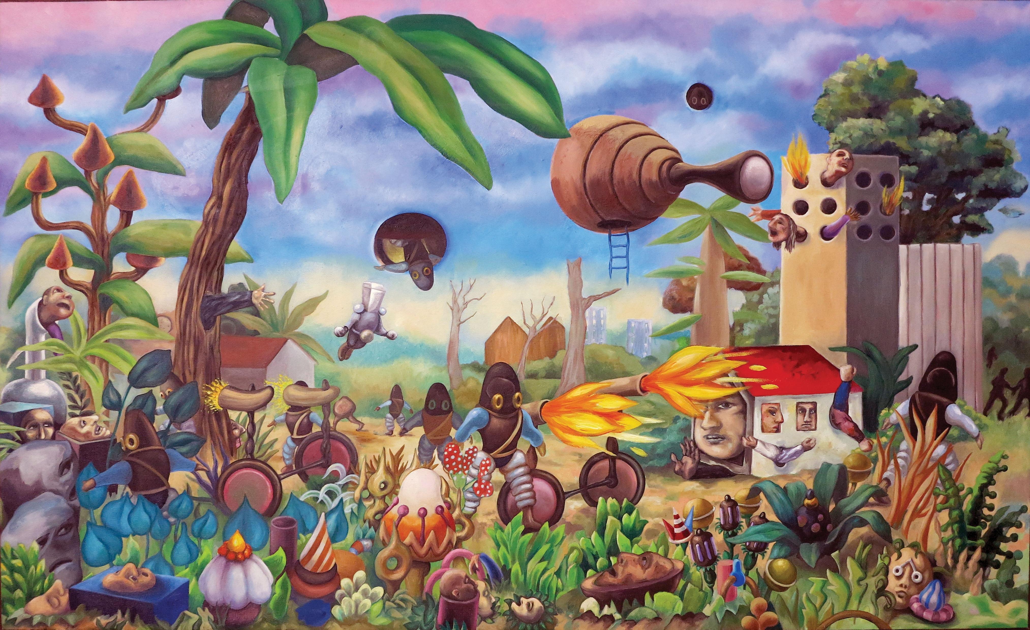 Ölfarbe auf Leinwand
Einzigartige Arbeit 
Vom Künstler handsigniert

Stéphane Fauchille, Traum-Anthropologe

"Würden Sie gerne für einen Moment der Claude Lévi-Strauss der Ureinwohner eines Australiens werden, das auf keiner Karte verzeichnet ist?