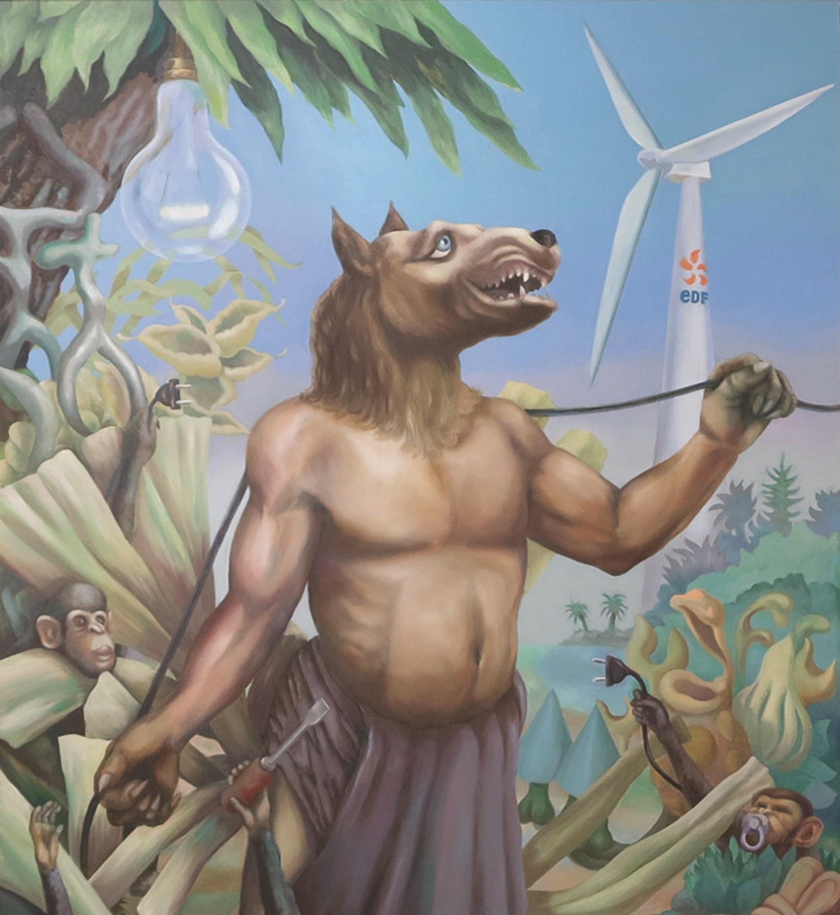 Verbindung Stéphane Fauchille Zeitgenössische Kunst Malerei Landschaft Tier edf im Angebot 1