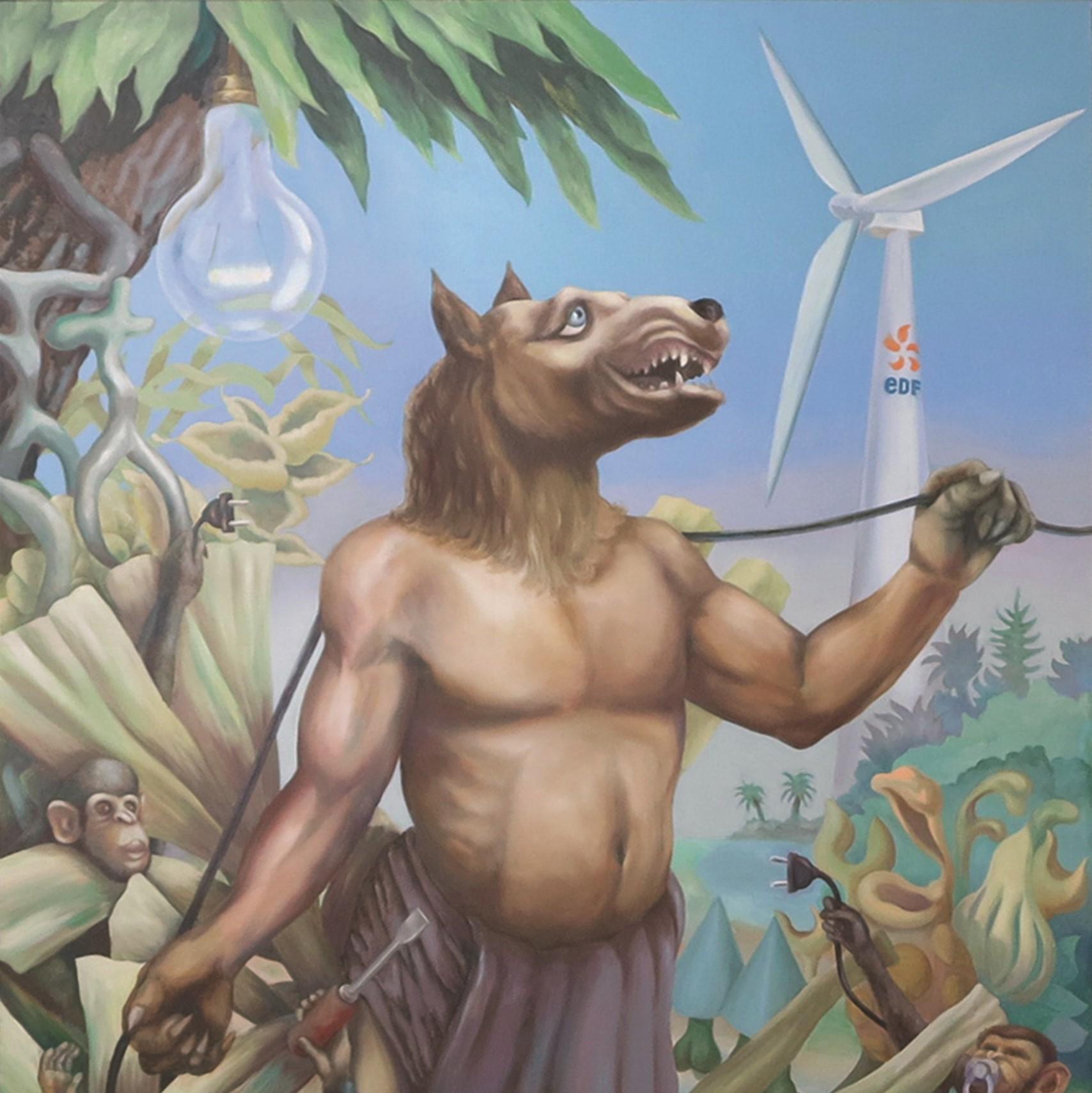 Verbindung Stéphane Fauchille Zeitgenössische Kunst Malerei Landschaft Tier edf im Angebot 3