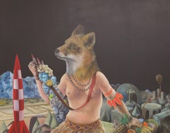 Lunar parody Stéphane Fauchille Contemporary art portrait painting animal moon