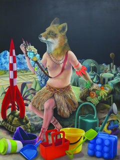Parodie lunaire Stéphane Fauchille Art contemporain portrait peinture animalier lune