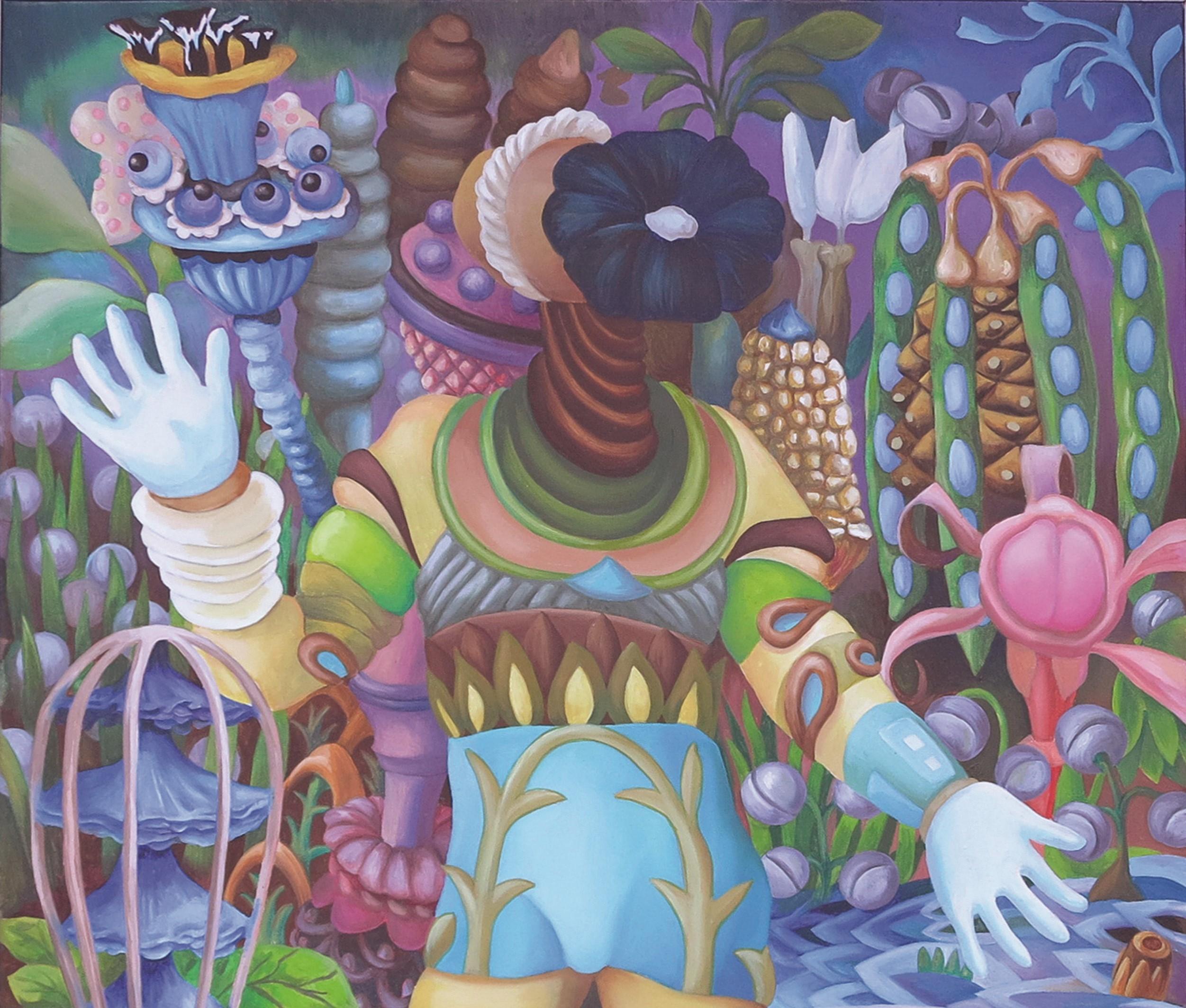 Pflanze Mann Stéphane Fauchille Zeitgenössische Kunst Porträt Malerei Blume Natur im Angebot 1