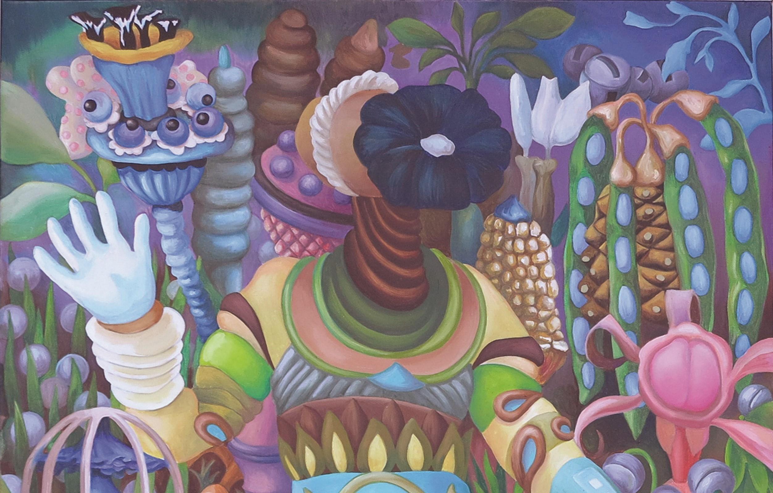 Pflanze Mann Stéphane Fauchille Zeitgenössische Kunst Porträt Malerei Blume Natur im Angebot 3