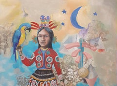 The Peruvian dress Stéphane Fauchille Contemporary art portrait painting pastel