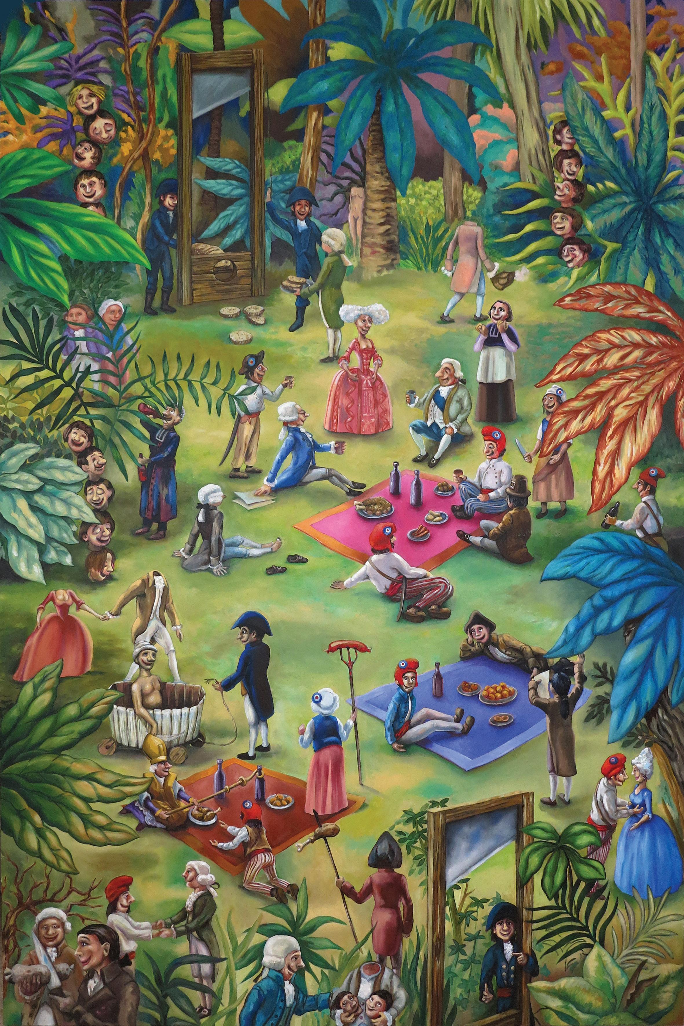 Das republikanische Picknick Stéphane Fauchille Zeitgenössische Kunst Malerei Farbe Humor