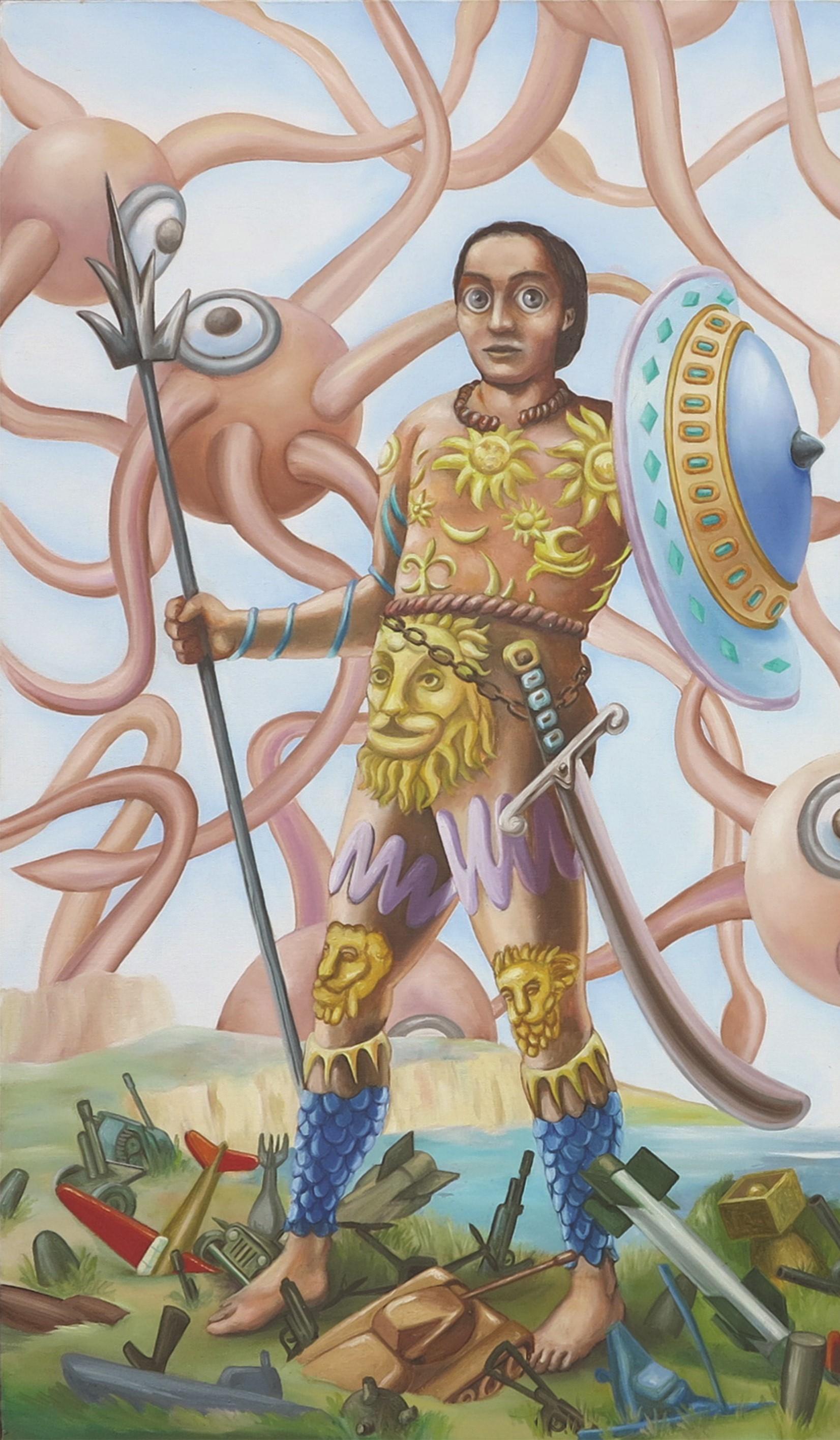 Krieg Stéphane Fauchille Zeitgenössische Kunst Malerei Landschaft Paar Mittelalter im Angebot 2