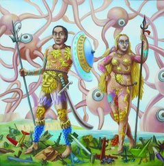 Guerra Stéphane Fauchille Arte contemporáneo pintura paisaje pareja medieval