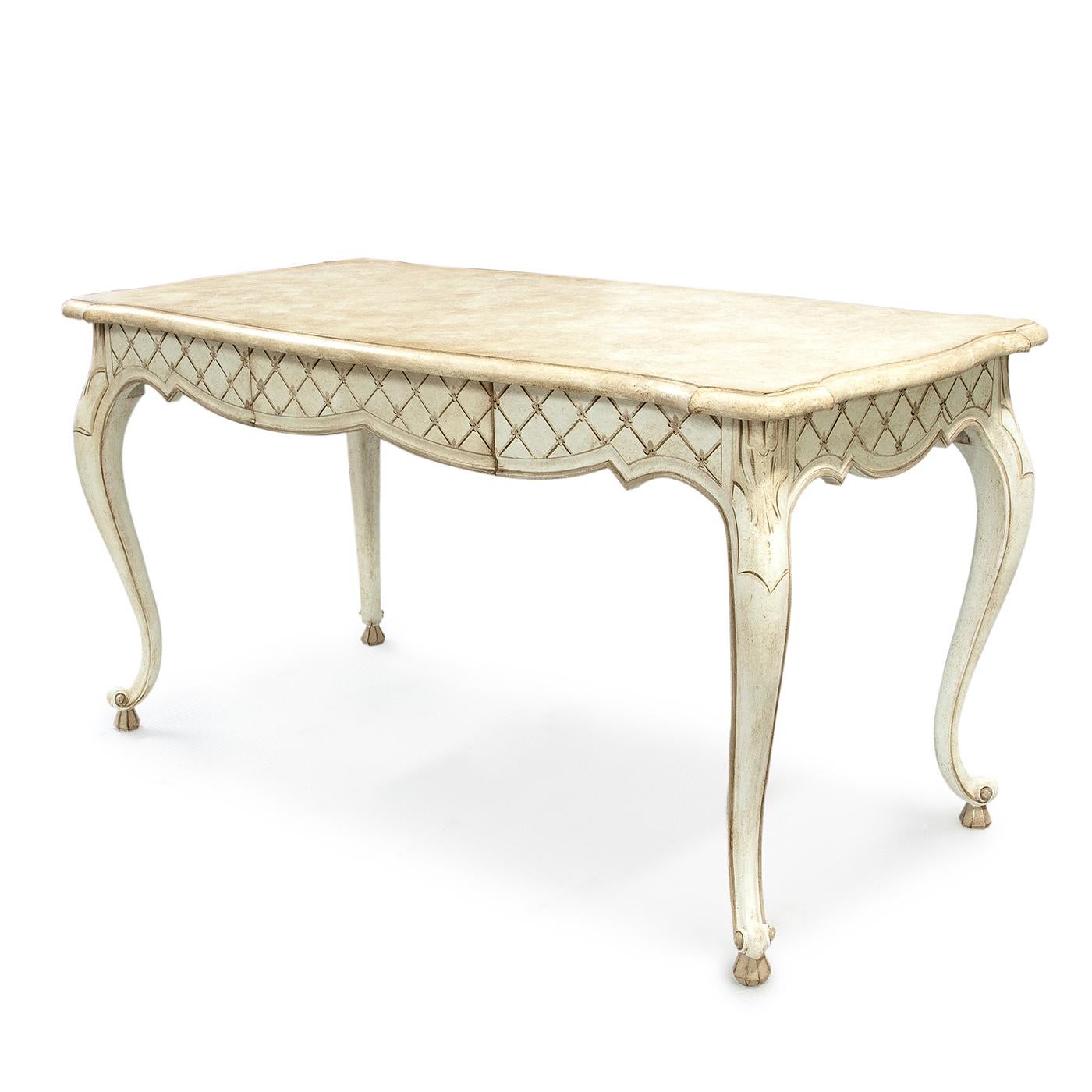 Italian Stra Table with drawer and criss-cross design For Sale