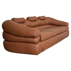Used "Straccio" by De Pass, D'Urbino, Lomazzi for Zanotta Three Seater Sofa Cognac