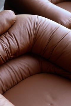 "Straccio" by De Pass, D'Urbino, Lomazzi for Zanotta Two Leather Armchairs