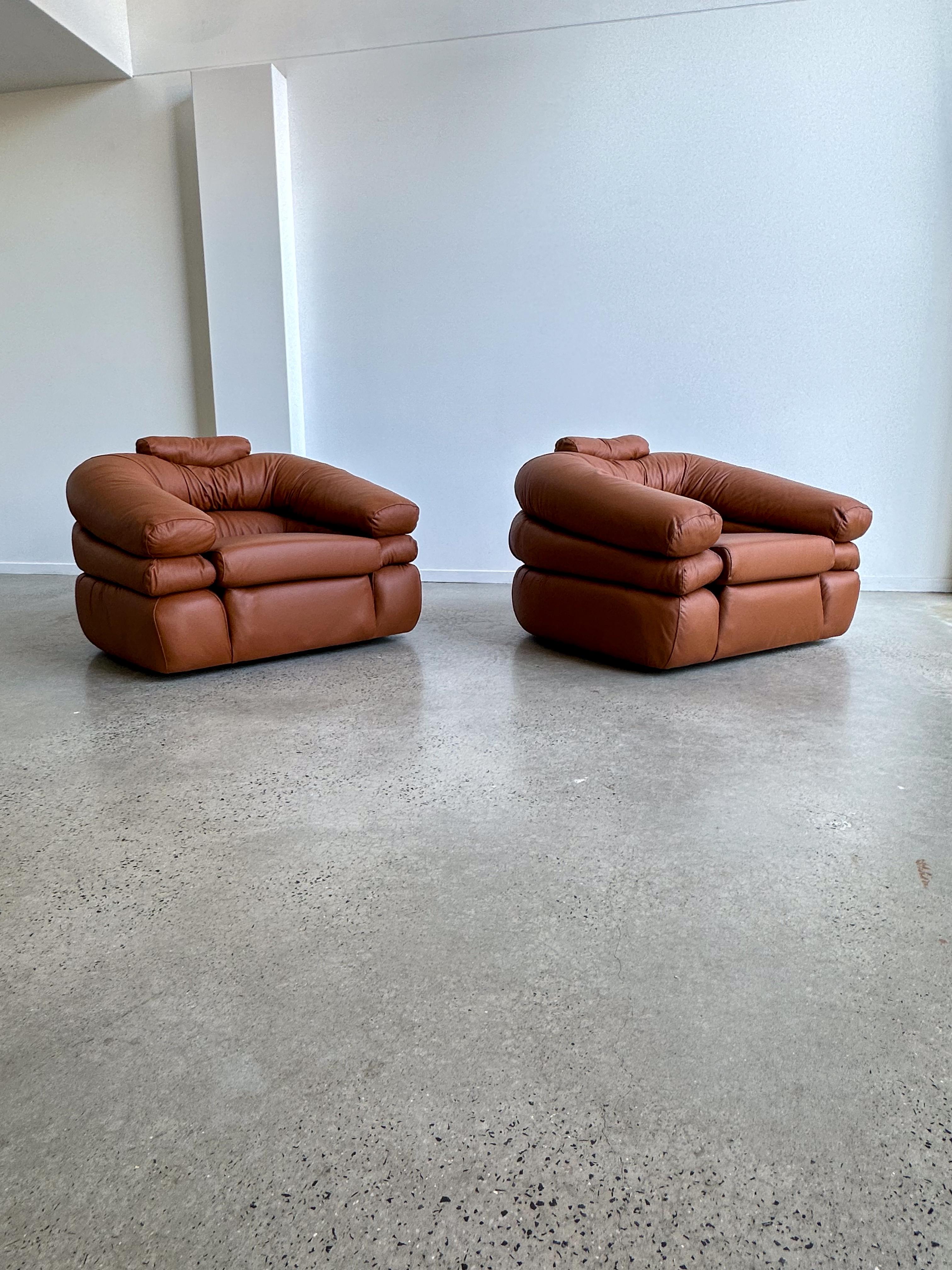 Fin du 20e siècle Deux fauteuils en cuir Straccio de De Pass, D'Urbino, Lomazzi pour Zanotta en vente